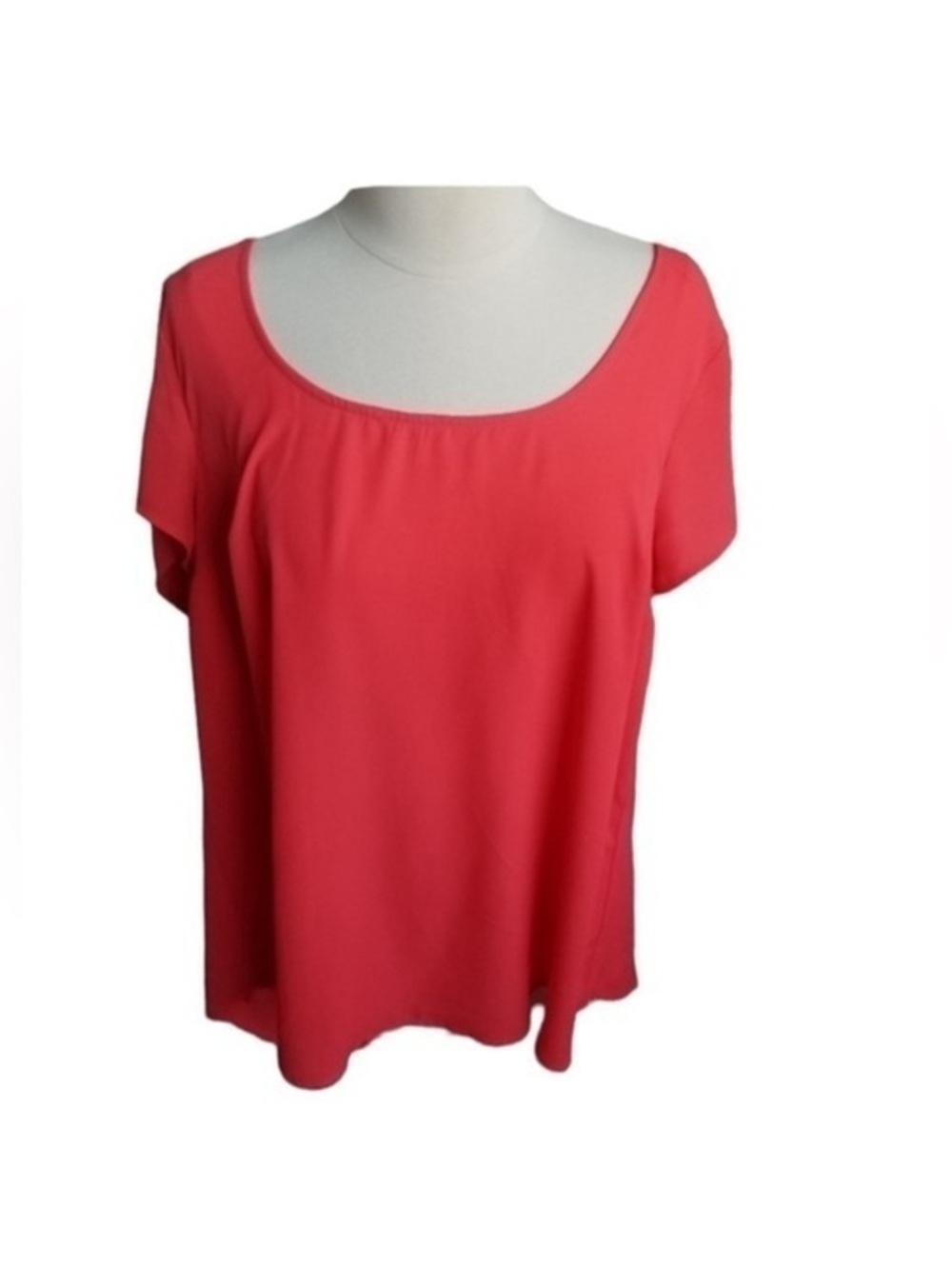 Ann Taylor Coral Pink Scoop Neck Short Sleeve Blouse Top